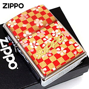 Zippo ジッポライター 友禅和紙 伝統 和柄 ジッポ ロゴ 市松模様 桜 赤 1201S913 メール便専用商品
