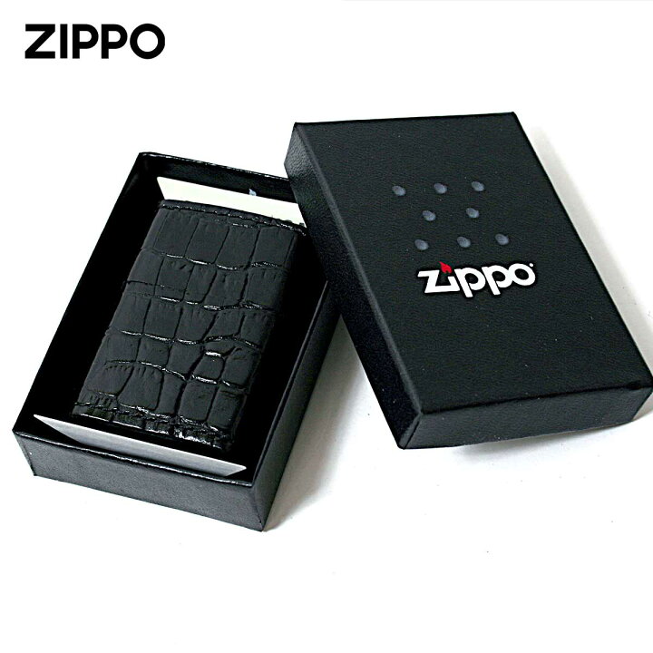 楽天市場】Zippo ジッポー 革巻き 本革 クロコダイル ワニ 黒 ブラック 