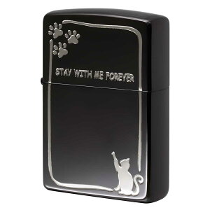 Zippo �W�b�|�[ �l�R �L ���� STAY WITH ME FOREVER ���܂ł��ꏏ�ɂ��� �u���b�N 2BKS-CATSTAY �v���[���g ���蕨 �j�� ���� ���킢�� �I�v�V�����w���Ŗ������