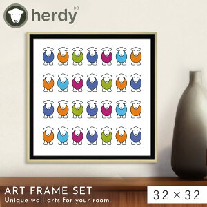 �A�[�g�p�l�� Herdy �k�� ���_�� ���� 32×32cm �A�[�g �p�l�� �Ǌ|�� ���� �r �q�c�W �Ђ� �L�����N�^�[ ���킢�� �C���e���A �n�[�f�B�[ �i�[�T���[