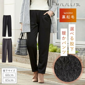裏起毛 パンツ レディース あったか 毛布のように暖か 防寒 冬用 M L LL 3L きれいめ 股下60 股下65 裏起毛パンツ ストレッチ ウエストゴム 総ゴム 洗える 暖かい 体型カバー ぽかぽか裏ファーパンツ股下 60・65 50代 60代 70代 女性