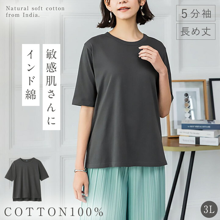 楽天市場】やわらかい 綿100%Tシャツ 5分袖Tシャツ 5分袖 シンプル 