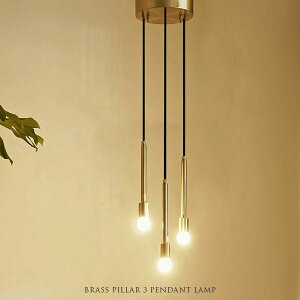 BRASS PILLAR 3PENDANT LAMP }[uOy_gv 3 Ɩ eXgpLEDdty֑On-OSz