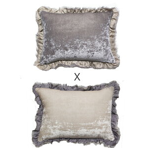 La deco ラ・デコ シルクベルベットスクエアクッションカバー 30cm×45cm Grey×Beige 【中材別売】