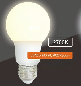 LED�����v�@LDA5L-40A60/W27K�@ALEG/�u���C�g���C�g�@��ʓd���`40W�����@�O�a60mm�@����E26�@�F���x2700K�@�d���F�@�z���p260°�@����ʓd���`LED�����v��