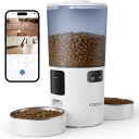 【メーカー2年保証・多頭飼いを見守り】COOAU 自動給餌器 猫 2匹 カメラ付き 2レンズ 犬 300万画素 2カメラ同時見守り…