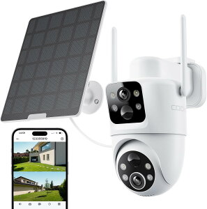 【最大600万画素精確検知・新進化デュアル防犯カメラ】防犯カメラ 屋外 ソーラー 5W高効率太陽光充電 300万画素 ワイヤレス バッテリー 充電式 監視カメラ 夜間カラー Wifi 工事不要 電源不要
