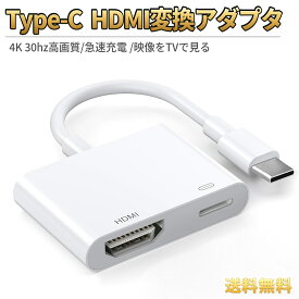 HDMI変換ケーブル Type-C USB-C HDMIアダプタ Type-C 映像出力 端子機能付き Galaxy iphone15 16 17 シリーズ iPad Android PC 対応 4K@30Hz 高画質 映像出力 PD急速充電 スマホ など対応 2in1多機能 AVアダプター