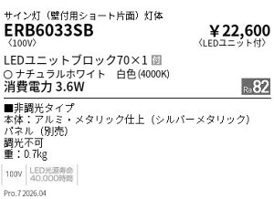 ERB6033SB ENDO�Ɩ� �����Ɩ� �y���[�J�[�����z �Ǖt�p�V���[�g�p�l���^BLOCK70�^4000K