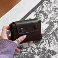 レトロ高級柔らかいモチモチとした柔らかいバッグ小さな目の財布の短い財布のジッパーの暗い線のゼロ財布…