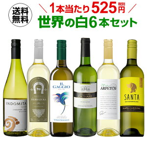 (全品P2倍 4/1限定)先着限り300円クーポンワインセット 白6本 世界のぶどう品種飲み比べ 超コスパ白ワインセット 19弾【送料無料】[ワインセット][長S] 母の日 父の日