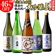 【4日20：00～10日までポイント3倍！】日本酒 飲み比べ 純米大吟醸入 大吟醸 720ml 5本 46％OFF 4合瓶 四…