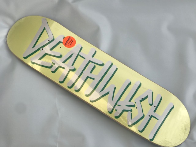 【DEATHWISH】8.0×31.5　 TEAM DEATH SPRAY PALE YELLOW Skateboard Deckデスウィッシュ スケートボード デッキ