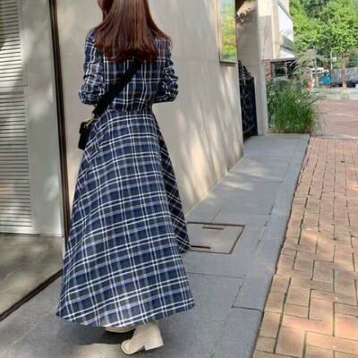 楽天市場】ワンピース チェック柄 カジュアル 袖あり ミモレ丈 シャツ 