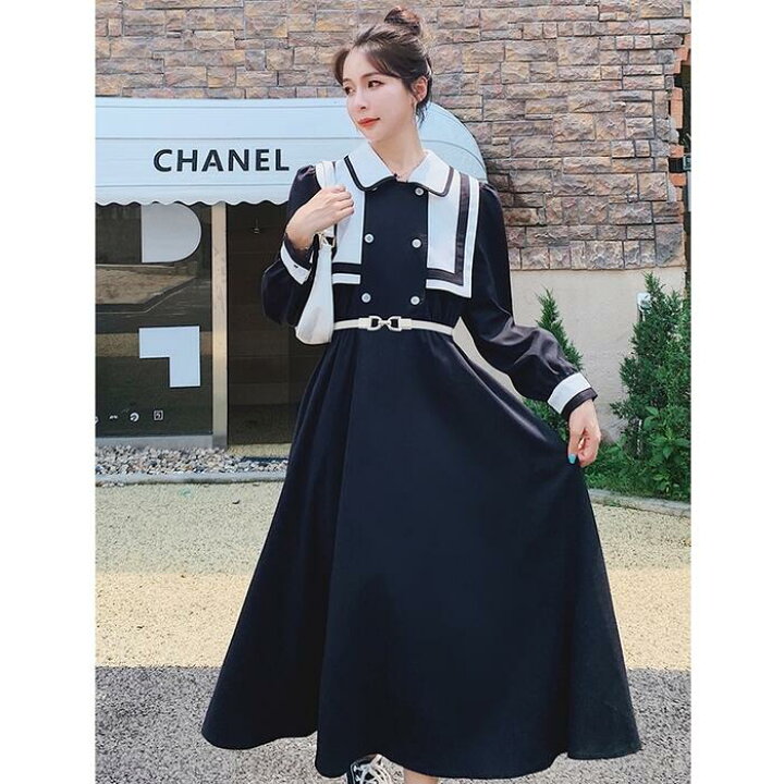 楽天市場】ワンピース 袖あり ロングワンピ ミモレ丈 レディース 