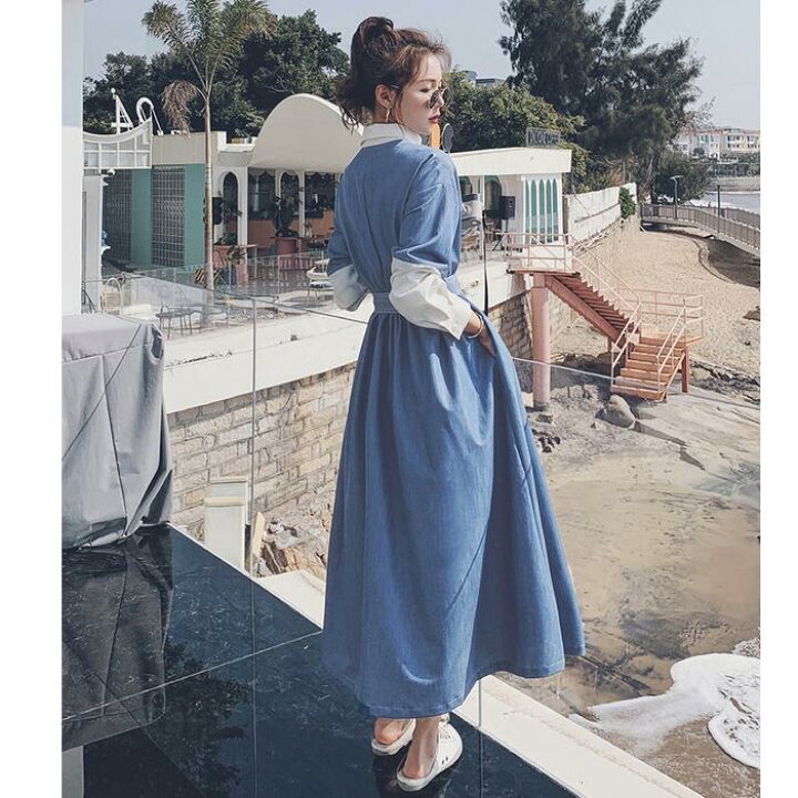 楽天市場】ワンピース 袖あり ロングワンピ ミモレ丈 レディース 
