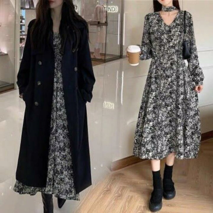 楽天市場】セットアップ 2点セット アウター コート ワンピース 花柄 