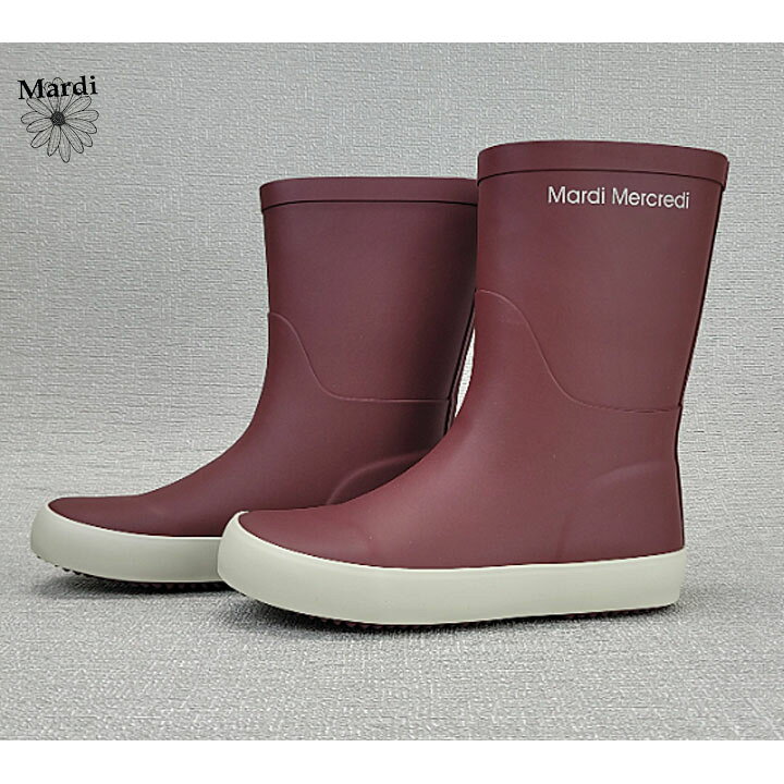 新品未使用品‼️】mardi mercredi レインブーツ23 ワインレッド