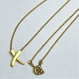 【中古】 Tiffany ティファニー キス クロス ネックレス 750 イエローゴールド