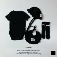 【送料無料】Black Series/Baby outfit set / Baby suit / Bib / Bonnet / Socks 韓国子供服通販 リリキ…