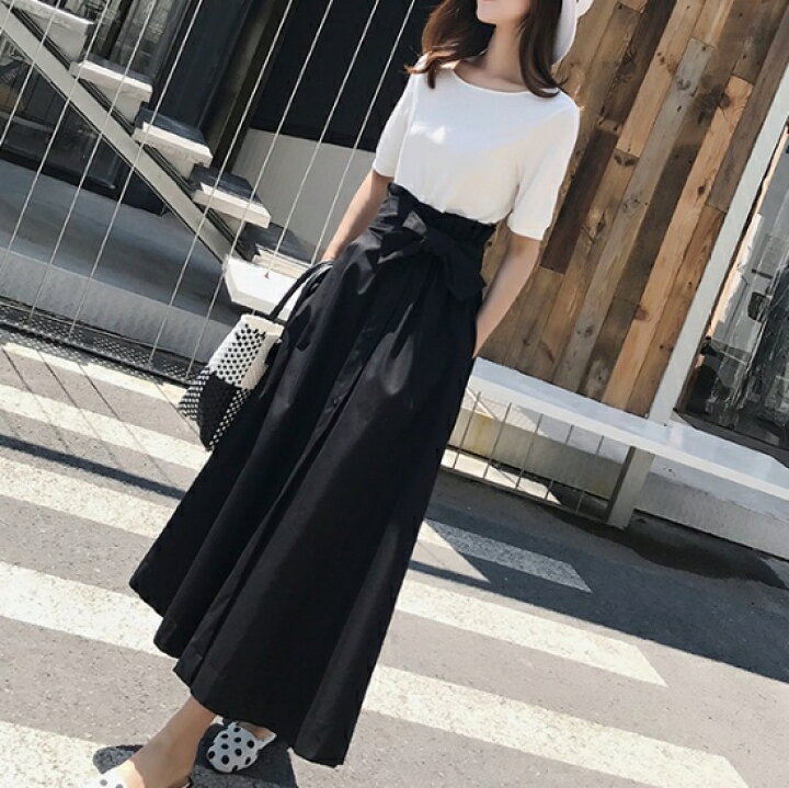 楽天市場 送料無料 18 春夏 レディース 2color Tシャツ ドッキング 前ボタン スリット入り ワンピース 韓国系 ファッション お嬢様 きちんと感 トレンチ風 秋頃まで着れる優秀ワンピ Lachic