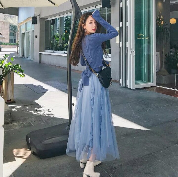 楽天市場】【送料無料】 1color チュールスカート バックリボン  