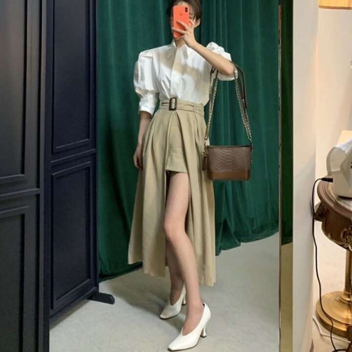 楽天市場 2color フロント スリット イン ショートパンツ ロングスカート パンツ ２ｗay ショート ロング ロング丈 マキシ マキシ丈 マキシ スカート セクシー 太もも キレイカジュアル きれいコーデ 大人可愛くスタイル Lachic