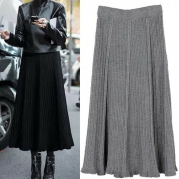 楽天市場 2color ニットプリーツスカート ロングプリーツスカート プリーツ ミモレ丈 フレアプリーツスカート 上品 通学 通勤 オフィス ヘビーローテーション フレアスカート カジュアル カジュアルコーデ 綺麗コーデ きれいめ Lachic