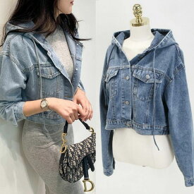 2023年 春夏 新作 2color フード デニム ショート ジャケット