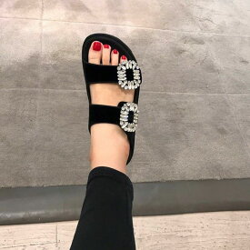 【一部即納】【送料無料】春夏 7color ビジュー サンダル フラットソール heel4cm