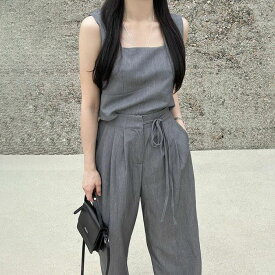 2023年 春夏 新作 3color スクエアネック セットアップ ウエストリボン