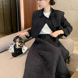 【送料無料】2024 AW 新作 2color レクタングル ジャケット ショート丈 スカート セットアップ