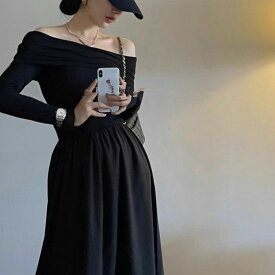 【送料無料】2024 AW 新作 オープンショルダー ロング ワンピース