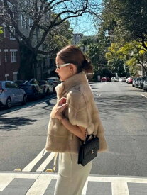 【送料無料】2025 AW 新作 2color Volume Eco Fur ハイカラー ジレ