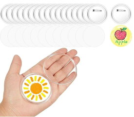 siawadeky 透明 ボタンバッジ 50個入 丸型 58mm アクリルバッジ DIYバッジ部品 手作り缶バッジ 安全ピン付きバッジ バッジ作成用品 耐久性 ハンドメイド キット 最高プレゼント 写真入れ アニメ