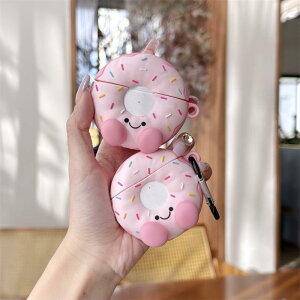 AirPods �ی�P�[�X ���킢���h�[�i�c�\�� �\�t�g�P�[�X PVC�f�� �J�[�h ������ �Ί�f�U�C�� �n���O�t�b�N�t�� �ʋ� ���i�g�� �y�� �Ռ��z�� �u���b�N �s���N�n �A�C�{���[ ���j�Z�b�N�X
