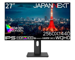 JAPANNEXT 27�C���` ���j�^�[ WQHD 2560x1440�𑜓x IPS �f�B�X�v���C (HDMI/DisplayPort/�X�s�[�J�[����/��](�s�{�b�g)�@�\/VESA�Ή�/�u���[���C�g�J�b�g) JN-i27Q4FL-H