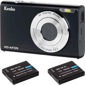 Kenko �R���p�N�g�f�W�^���J���� KC-AF05ST �o�b�e���[2�Z�b�g�L����f��800����f �I�[�g�t�H�[�J�X �f�W�^���Y�[��4�{ 2.7K����B�e 144237 �u���b�N