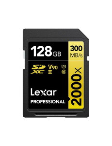 Lexar SD�J�[�h 128GB Professional 2000x SDXC�J�[�h - �ő�Ǎ�300MB/�b�A����260MB/�b�AUHS-II�AClass 10�AU3�AV90 �y4K Ultra HD ����B�e�z�y�f�W�^����჌�t�J�����A�f�W�^��