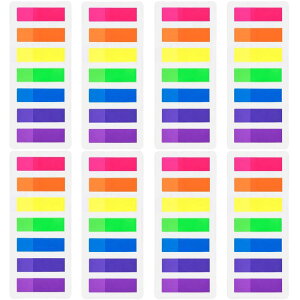 サムコス 付箋 フィルム 半透明 ふせん 極細 付箋 蛍光カラー 7色 各20枚 140枚×8冊 1120枚入り インデックス フィルム メモ 使い分けやすい 持ち運び便利