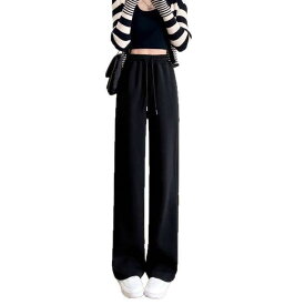 レディース ワイドレッグパンツ 春夏 薄手 高腰 ストレート ゆったり ロングパンツ 松腰 ポケット付き ブラック グレー ストレッチ 快適 シンプル デイリー 普段使い 軽量 免燻 ゆったりシルエット 女性用 ゆったりフィット