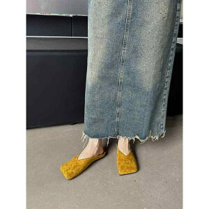Muller shoes flat bottomed slip on loafers French style square toe flat shoes