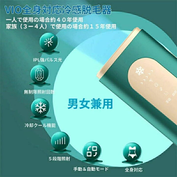 楽天市場】無期限照 家庭用脱毛器 永久脱毛 VIO対応 脱毛器 男女兼用 