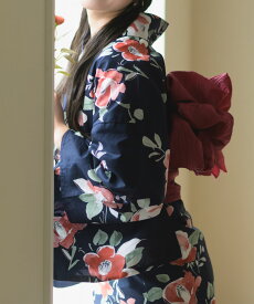 【クーポンで30%OFF！10日1:59まで】 【 大人気 二部式 浴衣 3点セット 】 1人で 簡単着付け 高品質 レディース 兵児帯 腰紐 セット 簡単 着付け 大人 かわいい 大人可愛い おしゃれ 淡い 藍夜の紅椿