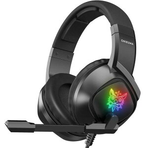 �Q�[�~���O�w�b�h�Z�b�g �w�b�h�z�� ONIKUMA K19 �u���b�N �y PS4�AXbox One�ANintendo Switch�APC�ɓK�p �m�C�Y�L�����Z�����O �}�C�N�z