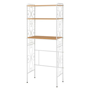 ランドリーラック 洗濯機ラック 洗濯機 棚 アイアン おしゃれ シンプル エレガント 3段 幅75cm 洗面所 脱衣所 ブラウン ホワイト KCC-3041