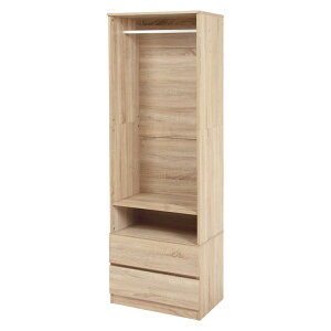 ハンガーラック スリム おしゃれ 木製 子供 大人 シンプル 収納 引き出し ワードローブ 衣類収納 コートラック クローゼット 可動棚 ナチュラル グレー ブラウン 幅60cm RKK-1621