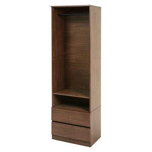 ハンガーラック スリム おしゃれ 木製 子供 大人 シンプル 収納 引き出し ワードローブ 衣類収納 コートラック クローゼット 可動棚 ナチュラル グレー ブラウン 幅60cm RKK-1621