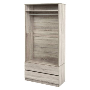 ハンガーラック スリム おしゃれ 木製 子供 大人 シンプル 収納 引き出し ワードローブ 衣類収納 コートラック クローゼット 可動棚 ナチュラル グレー ブラウン 幅89cm RKK-1622