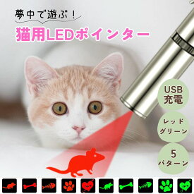 ねこ 玩具 猫じゃらし 懐中電灯 USB充電式 5パターン 動物 ネコ 遊び 運動 コンパクト 光るおもちゃ ストレス解消 運動不足解消